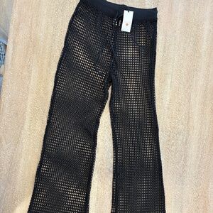Shade & Shore Black Mesh Crochet Beach Cover-Up Pants – XS – NWT
